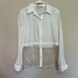 Elizabeth and James half sheer white button up collared shirt